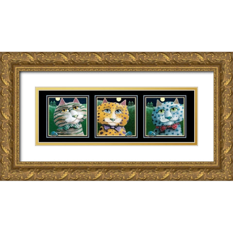 On Safari-Trio I Gold Ornate Wood Framed Art Print with Double Matting by Seeley, Laura