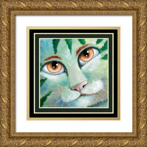 Party Time (Detail Green) Gold Ornate Wood Framed Art Print with Double Matting by Seeley, Laura