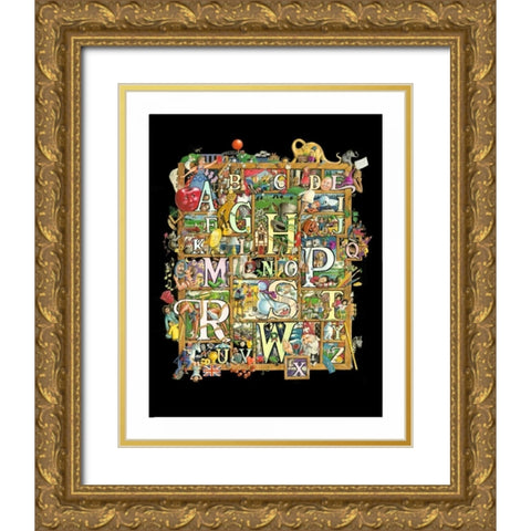 Shadowbox Hunt -Alphabet Soup Gold Ornate Wood Framed Art Print with Double Matting by Seeley, Laura