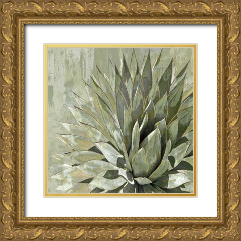 Succulent Verde I Gold Ornate Wood Framed Art Print with Double Matting by Benson, Lindsay