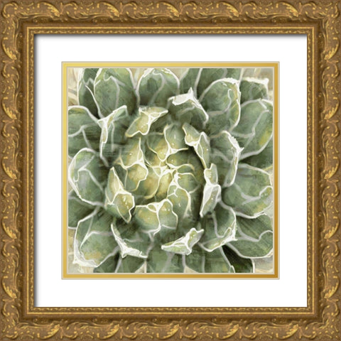 Succulent Verde III Gold Ornate Wood Framed Art Print with Double Matting by Benson, Lindsay