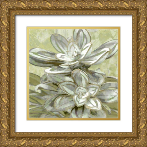 Succulent Verde IV Gold Ornate Wood Framed Art Print with Double Matting by Benson, Lindsay