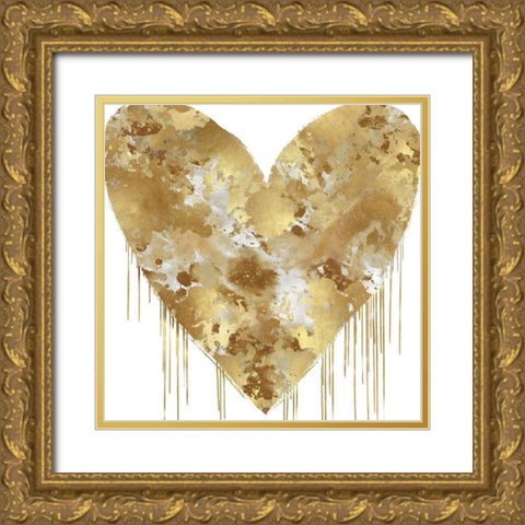 Big Hearted Gold and White Gold Ornate Wood Framed Art Print with Double Matting by Rodgers, Lindsay