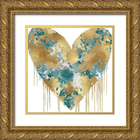Big Hearted Green and Gold Gold Ornate Wood Framed Art Print with Double Matting by Rodgers, Lindsay