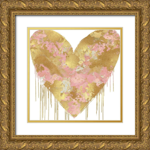 Big Hearted Pink and Gold Gold Ornate Wood Framed Art Print with Double Matting by Rodgers, Lindsay