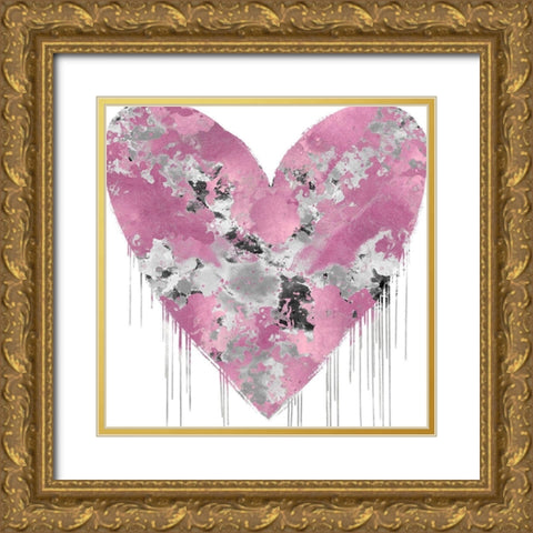 Big Hearted Pink and Silver Gold Ornate Wood Framed Art Print with Double Matting by Rodgers, Lindsay