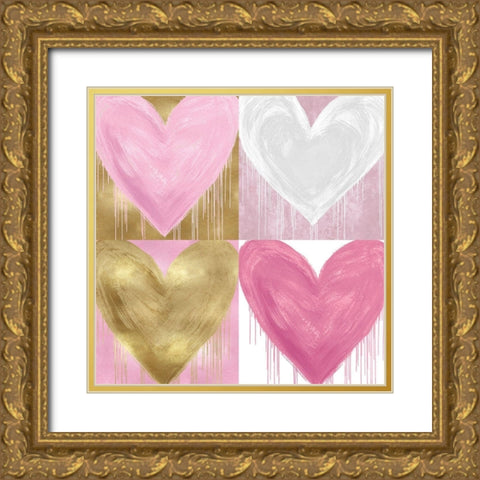 Big Hearted Quartet II Gold Ornate Wood Framed Art Print with Double Matting by Rodgers, Lindsay