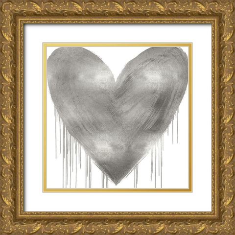 Big Hearted Silver Gold Ornate Wood Framed Art Print with Double Matting by Rodgers, Lindsay