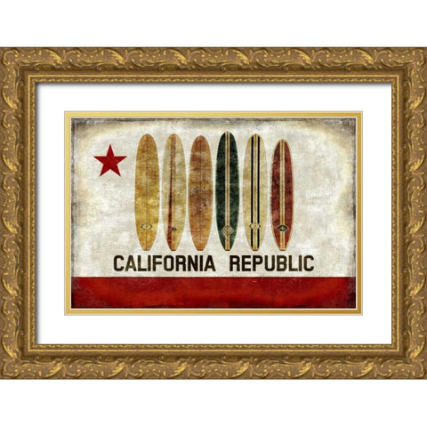 Surf Republic Gold Ornate Wood Framed Art Print with Double Matting by Wilson, Luke