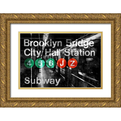 NYC Subway Station I Gold Ornate Wood Framed Art Print with Double Matting by Wilson, Luke