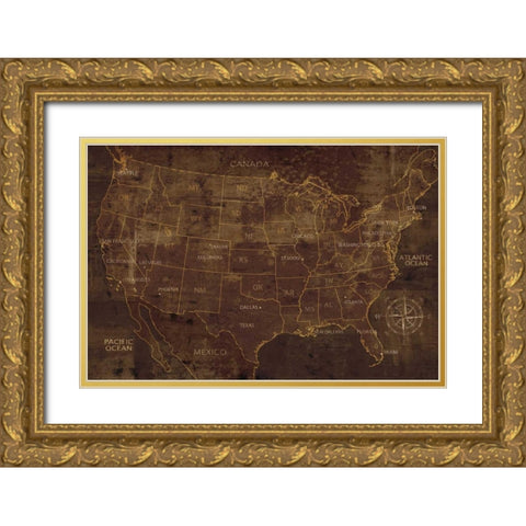 United States Gold Ornate Wood Framed Art Print with Double Matting by Wilson, Luke