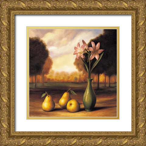 Pear Landscape Gold Ornate Wood Framed Art Print with Double Matting by Arellano, Migdalia
