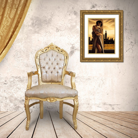 Night Moves Gold Ornate Wood Framed Art Print with Double Matting by Arellano, Migdalia
