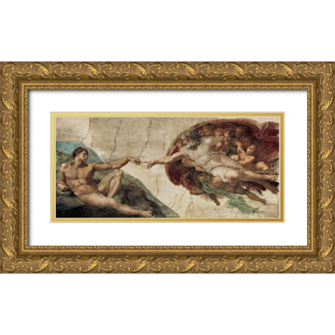 Creazione di Adamo Gold Ornate Wood Framed Art Print with Double Matting by Michelangelo