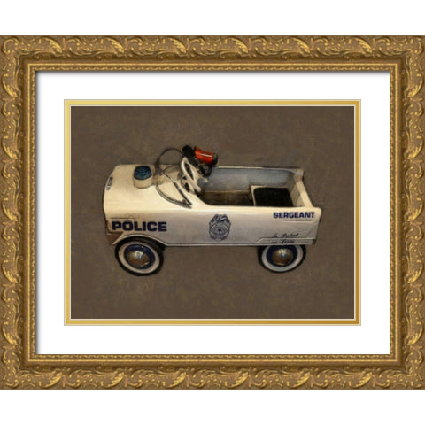 Police Pedal Car  Gold Ornate Wood Framed Art Print with Double Matting by Calkins, Michelle