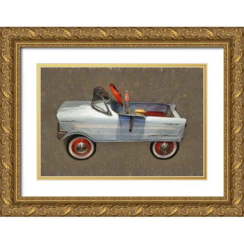 Tee Bird Pedal Car Gold Ornate Wood Framed Art Print with Double Matting by Calkins, Michelle