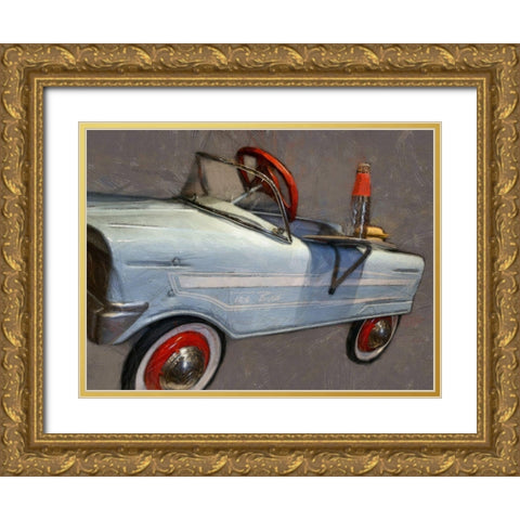 Tee Bird Pedal Car Angle Gold Ornate Wood Framed Art Print with Double Matting by Calkins, Michelle