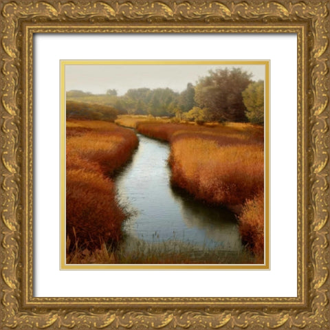 Sunlit Pond I Gold Ornate Wood Framed Art Print with Double Matting by Clark, Madeline