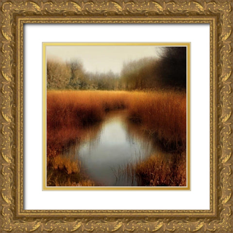 Sunlit Pond II Gold Ornate Wood Framed Art Print with Double Matting by Clark, Madeline