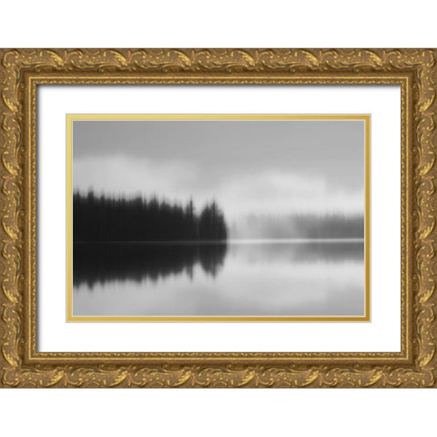 Across the Lake Gold Ornate Wood Framed Art Print with Double Matting by Clark, Madeline