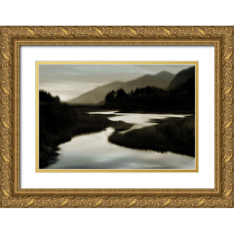 River at Day Break II Gold Ornate Wood Framed Art Print with Double Matting by Clark, Madeline
