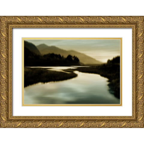 Calm River I Gold Ornate Wood Framed Art Print with Double Matting by Clark, Madeline