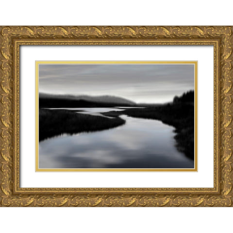Calm River II Gold Ornate Wood Framed Art Print with Double Matting by Clark, Madeline