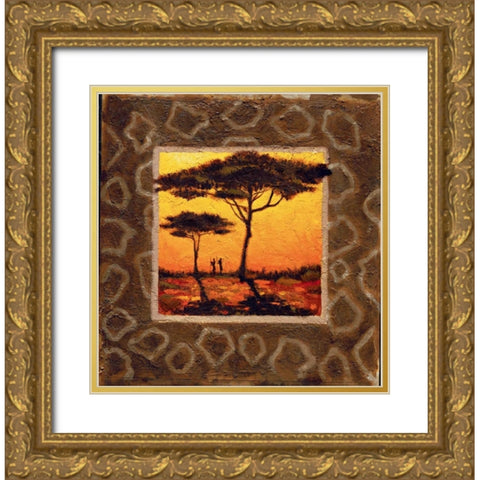 Savannah Sunset II Gold Ornate Wood Framed Art Print with Double Matting by Madou