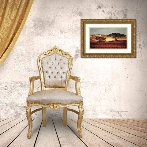 Red Plains Gold Ornate Wood Framed Art Print with Double Matting by Madou