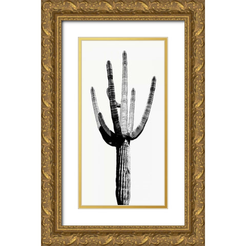 Saguaro Black and White I Gold Ornate Wood Framed Art Print with Double Matting by Jensen, Mia