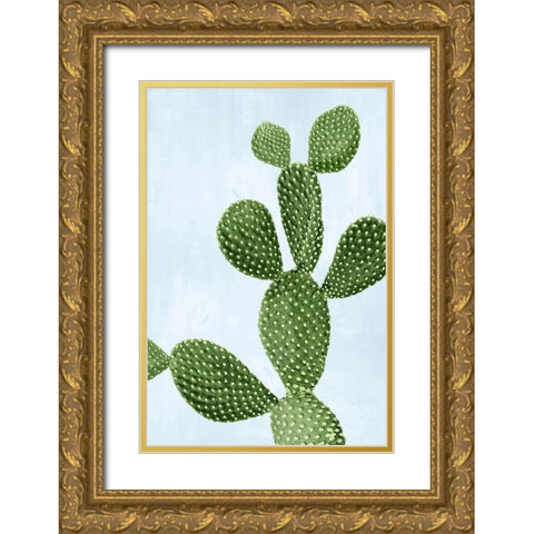 Cactus on Blue VI Gold Ornate Wood Framed Art Print with Double Matting by Jensen, Mia