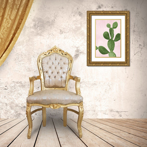 Cactus on Pink VI Gold Ornate Wood Framed Art Print with Double Matting by Jensen, Mia