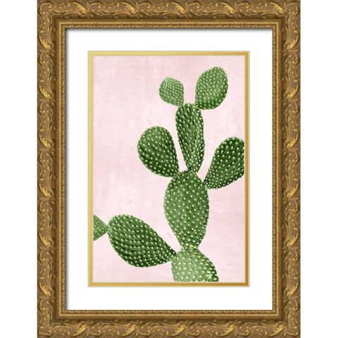 Cactus on Pink VI Gold Ornate Wood Framed Art Print with Double Matting by Jensen, Mia