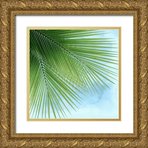 Palm on Blue VI Gold Ornate Wood Framed Art Print with Double Matting by Jensen, Mia