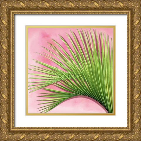 Palm on Pink IV Gold Ornate Wood Framed Art Print with Double Matting by Jensen, Mia