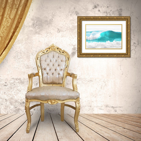 Aqua Wave I Gold Ornate Wood Framed Art Print with Double Matting by Olsen, Maggie