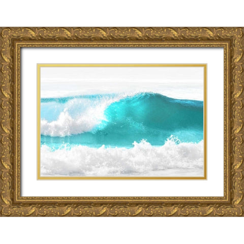 Aqua Wave I Gold Ornate Wood Framed Art Print with Double Matting by Olsen, Maggie