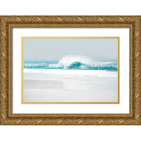 Aqua Wave II Gold Ornate Wood Framed Art Print with Double Matting by Olsen, Maggie