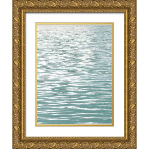 Ocean Current Aqua I Gold Ornate Wood Framed Art Print with Double Matting by Olsen, Maggie