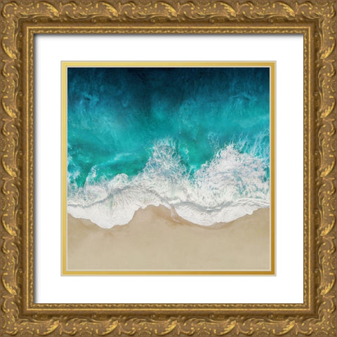 Aqua Ocean Waves IV Gold Ornate Wood Framed Art Print with Double Matting by Olsen, Maggie