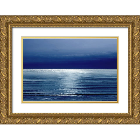 Moonlit Ocean Blue I Gold Ornate Wood Framed Art Print with Double Matting by Olsen, Maggie