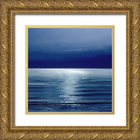Moonlit Ocean Blue II Gold Ornate Wood Framed Art Print with Double Matting by Olsen, Maggie