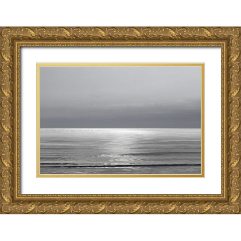 Moonlit Ocean Gray I Gold Ornate Wood Framed Art Print with Double Matting by Olsen, Maggie