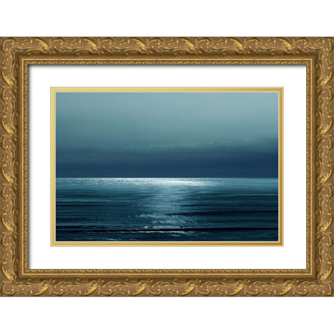 Moonlit Ocean Teal I Gold Ornate Wood Framed Art Print with Double Matting by Olsen, Maggie