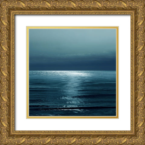 Moonlit Ocean Teal II Gold Ornate Wood Framed Art Print with Double Matting by Olsen, Maggie