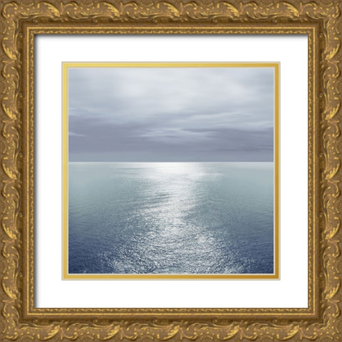 Ocean Light Blue III Gold Ornate Wood Framed Art Print with Double Matting by Olsen, Maggie