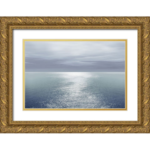 Ocean Light Blue IV Gold Ornate Wood Framed Art Print with Double Matting by Olsen, Maggie