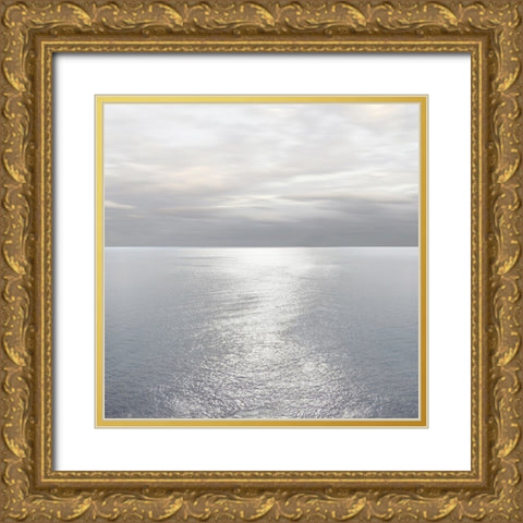 Ocean Light Gray I Gold Ornate Wood Framed Art Print with Double Matting by Olsen, Maggie