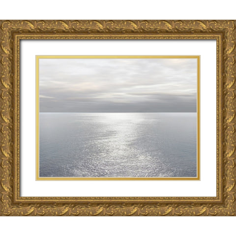 Ocean Light Gray II Gold Ornate Wood Framed Art Print with Double Matting by Olsen, Maggie