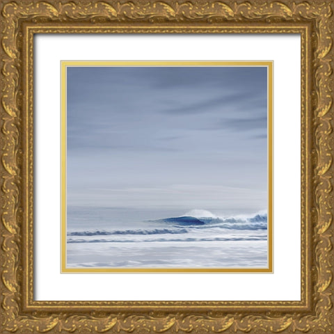 Wave Break Blue Gold Ornate Wood Framed Art Print with Double Matting by Olsen, Maggie